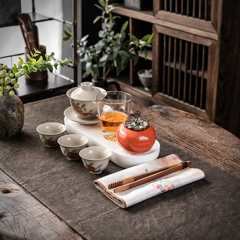 Bán buôn bộ trà du lịch Hồng mơ mộng Bộ một ấm ba chén trà chén ngoài trời cốc trà Kung Fu cầm tay cốc khách nhanh