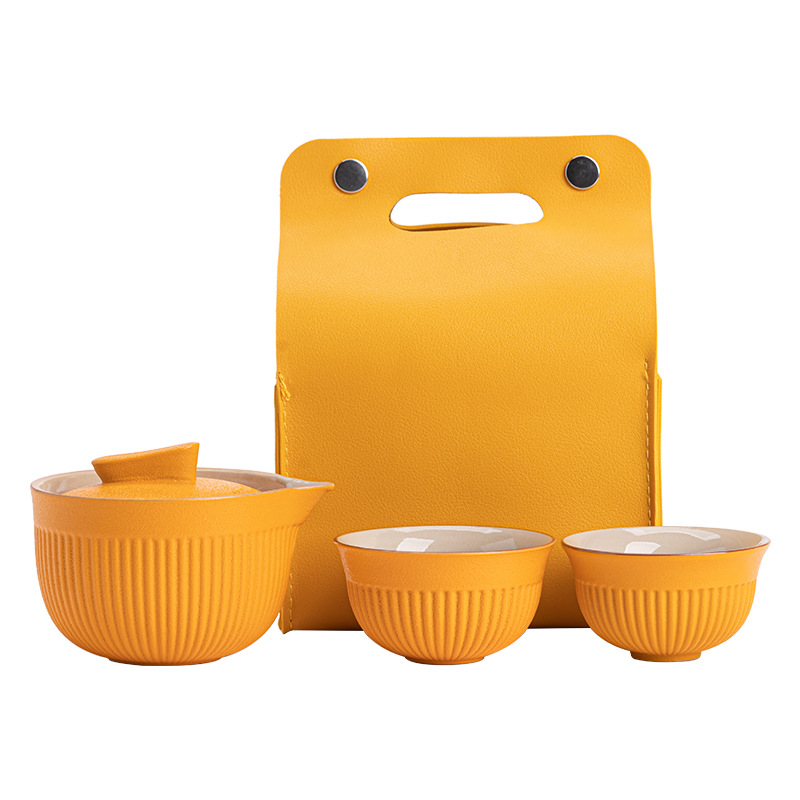 Bộ trà du lịch một ấm hai cốc Bộ trà Kungfu gốm sứ Đồ lưu niệm lễ hội Đồ pha trà lười cắm trại