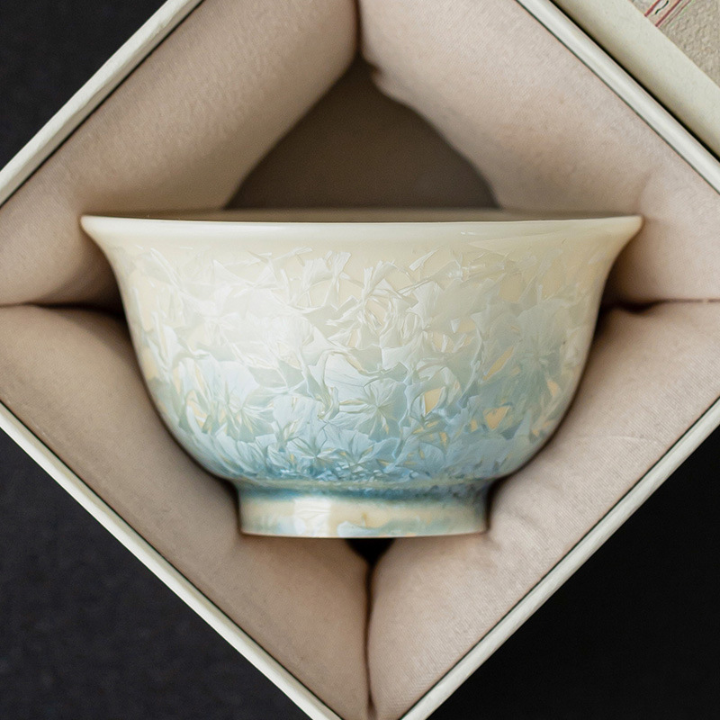 Cốc trà xanh hồ tráng men pha lê cốc chủ sở hữu sang trọng nhẹ cao cấp cốc trà lớn chuyên dụng cá nhân cốc uống trà đặc biệt tặng quà