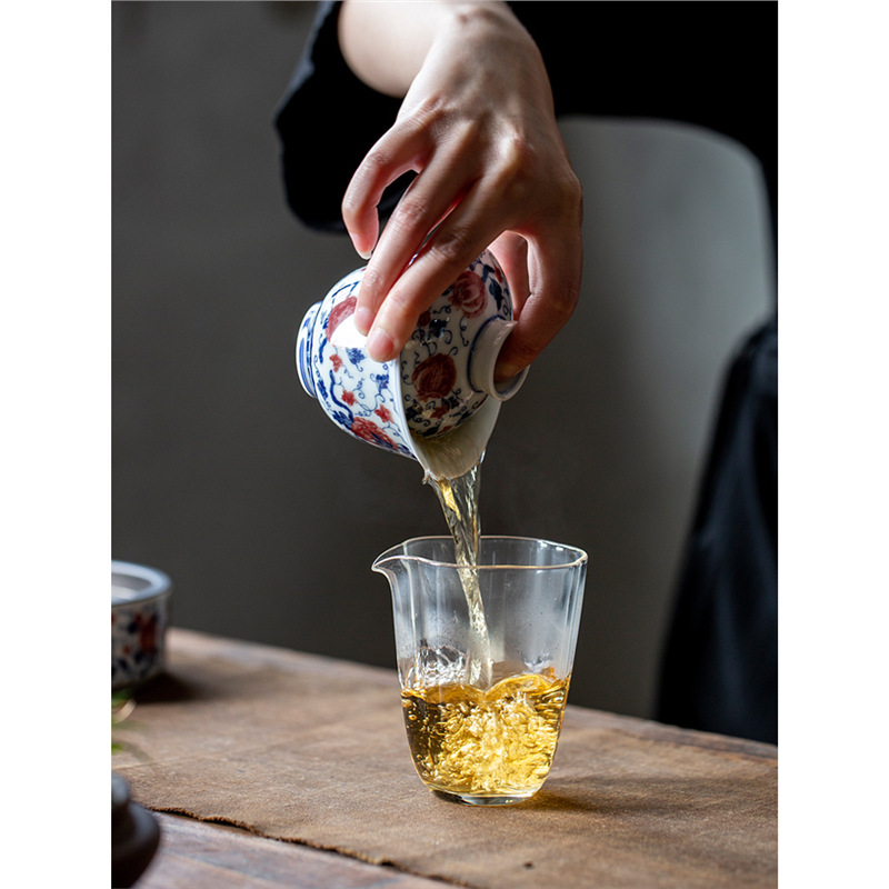 Bát có nắp sứ trắng xanh đựng ấm pha gốm sứ gia dụng cổ điển bát trà tam tài dụng cụ trà bàn trà nhỏ khay pha khô trữ nước