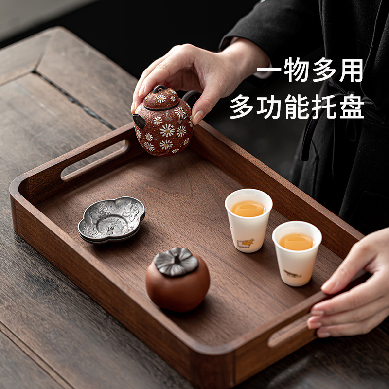 Khay đựng Gỗ Óc Chó khay giải khát gia dụng khay trà phục vụ tách trà khay đựng cà phê nhà hàng khay đựng cà phê gỗ nguyên khối kiểu Nhật lớn