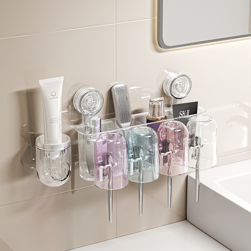 Cốc hút, giá để bàn chải đánh răng, cốc nước súc miệng không đục lỗ, cốc đánh răng, dụng cụ đánh răng treo tường nhà vệ sinh, giá để bàn chải điện