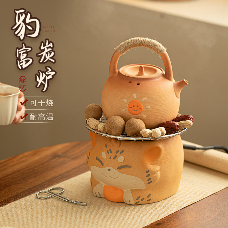 Bếp gốm điện Baofu, bếp đốt than, nồi chùm, bếp nhỏ, nồi gốm chịu nhiệt độ cao, có thể nung khô, trọn bộ trà Kung Fu