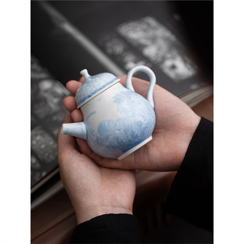 Kính pha lê Giá trị cao Ấm trà hoa băng màu xanh Bộ trà Kung Fu Lò nung gia dụng Máy pha trà công suất nhỏ Bán buôn