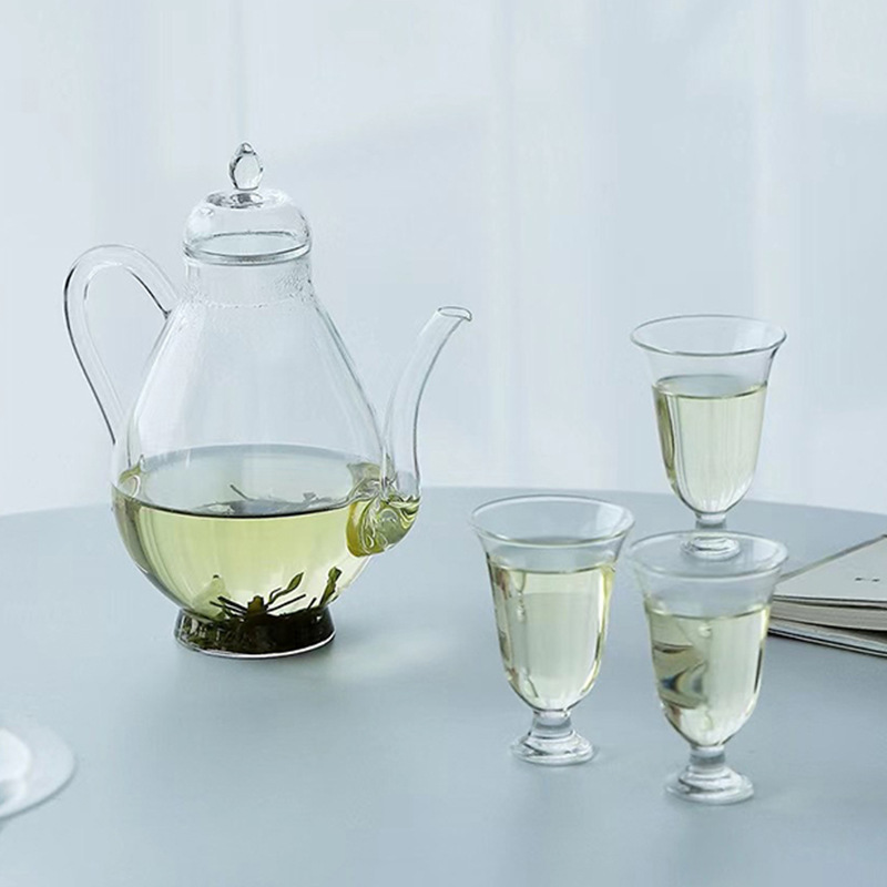 Bộ ấm trà thủy tinh giả Song cầm ấm trà xanh ấm trà sáng tạo cốc cao cốc trà ấm trà cổ điển Hộp quà pha trà