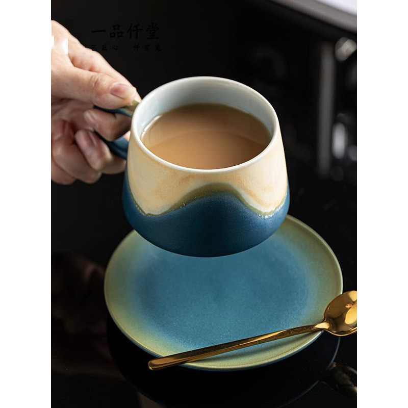 Cốc cà phê tinh tế cao cấp lò nung, bộ đồ ăn trà chiều độc quyền retro, sang trọng nhẹ nhàng, giá trị cao, quà tặng lưu niệm