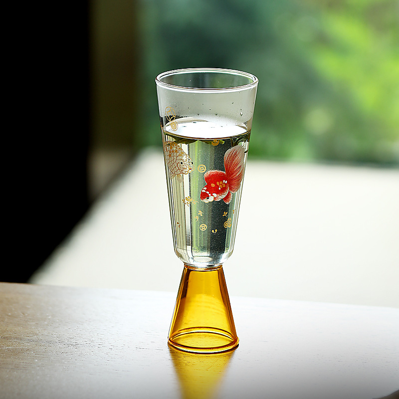 Cốc nếm trà xanh thủy tinh chịu nhiệt, bộ trà Kung Fu, cốc cao cấp, cốc trà lớn.