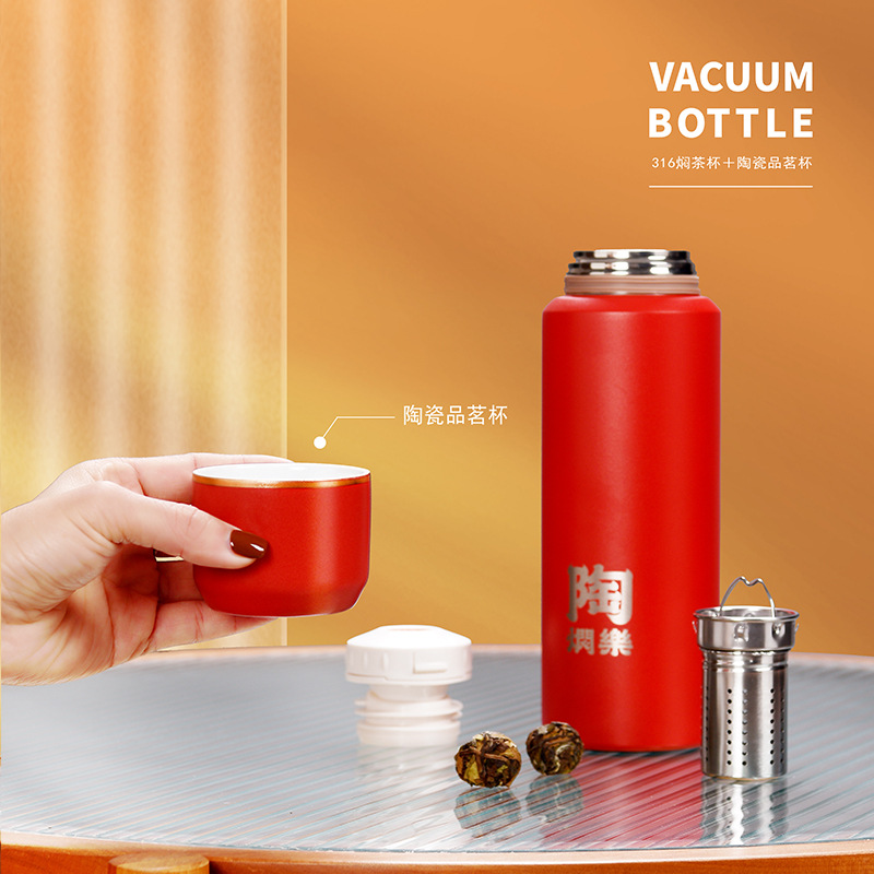 Tạo giá trị cao cốc trà om thu đông cốc pha om ấm trà quà tặng doanh nghiệp cốc giữ nhiệt inox Ý nắp cốc gốm sứ
