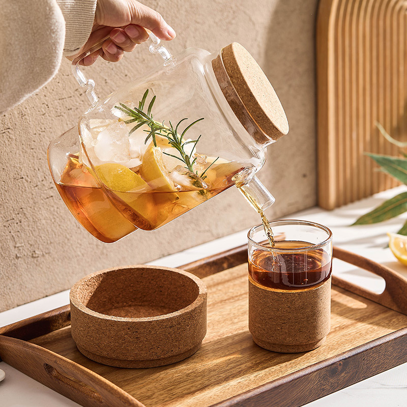 Ấm đun nước thủy tinh Ấm đun nước lạnh Ấm đun nước lạnh Ấm trà hoa nút chai sáng tạo Ấm đun nước lạnh cá nhân Ấm đun nước trái cây Bộ cốc nước