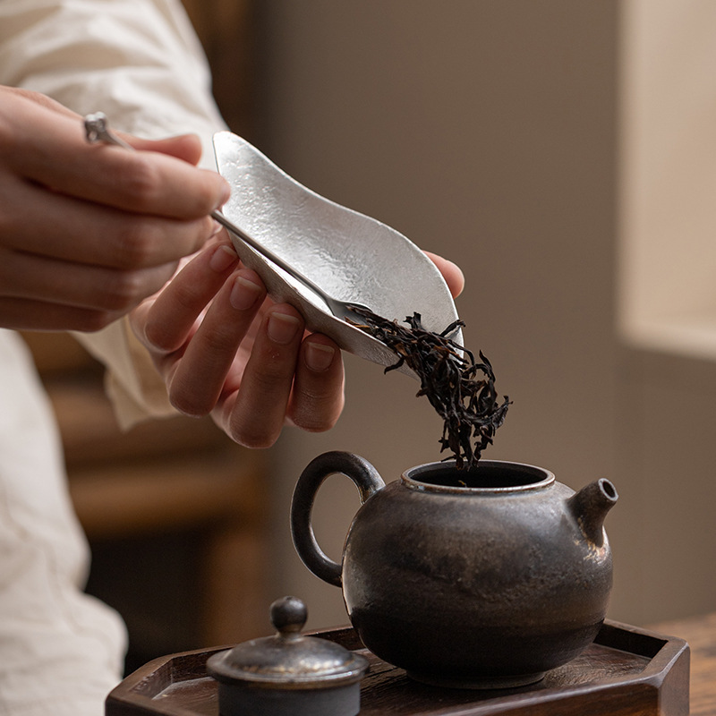 Trà Thiền cổ điển lá sen làm bằng tay lá sen thưởng thức trà, thìa cà phê trà Kungfu, phụ kiện trà đạo