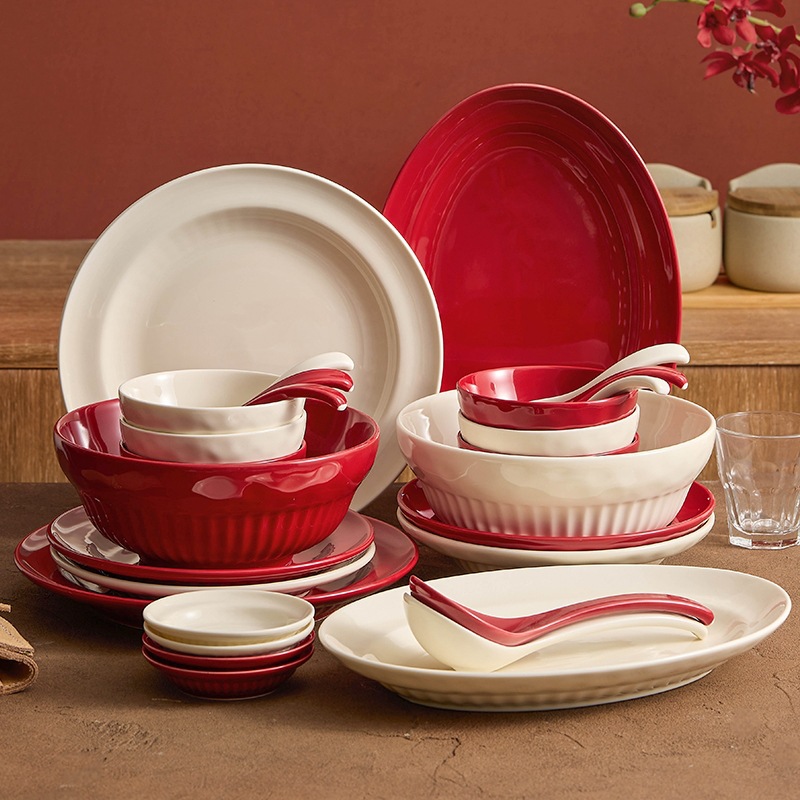 Bộ bát đĩa gốm sứ, quà cưới, bộ đồ ăn gia dụng, tân gia, bát đĩa, đũa, hộp quà