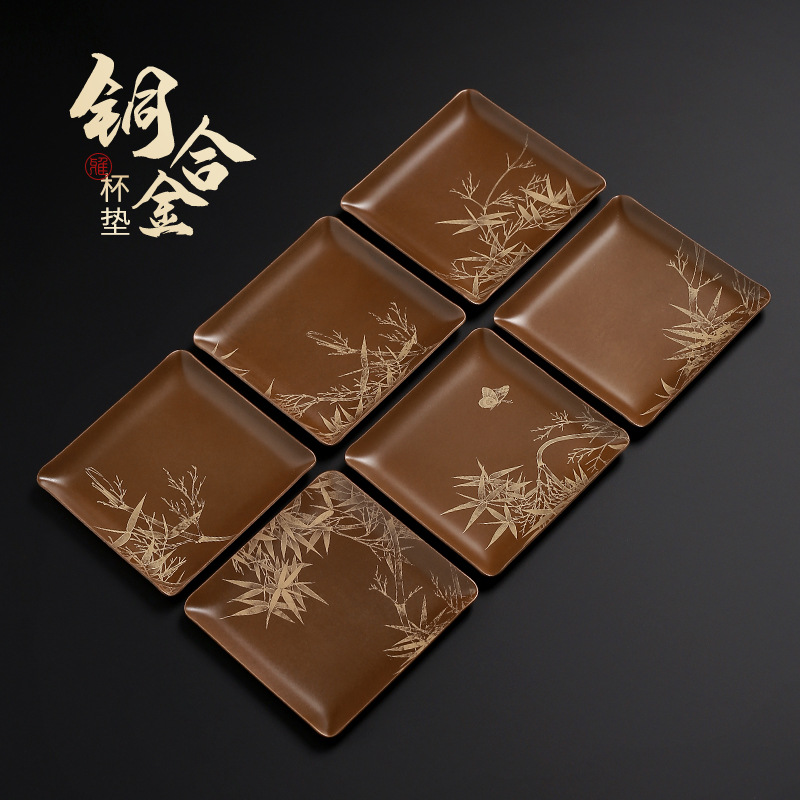 Nhà sản xuất bán buôn Đế Lót Ly đồng vuông hiện đại đế lót trà đế cách nhiệt đế lót ấm trà Phụ Kiện Bộ trà đạo