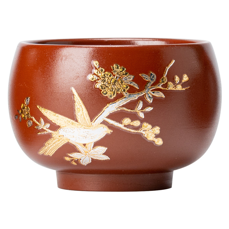 Cốc trà đất sét đỏ mạ bạc 999 cốc chủ sở hữu cốc đơn Bộ trà Kung Fu cao cấp chuyên dụng cá nhân cốc trà