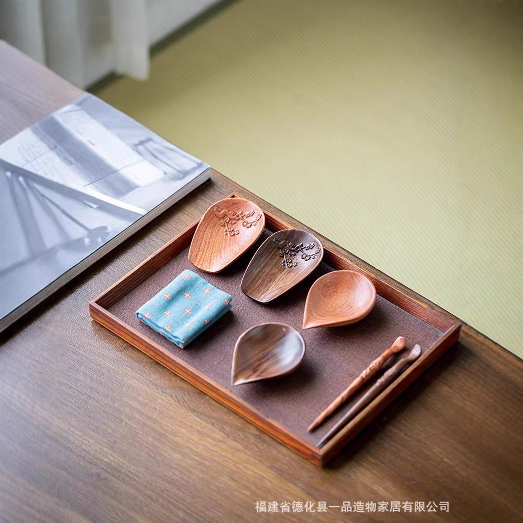 Trà óc chó, đạo cụ trà Kung Fu, gỗ rắn, thưởng trà, khăn trà sen, thìa trà kết hợp nướng trà