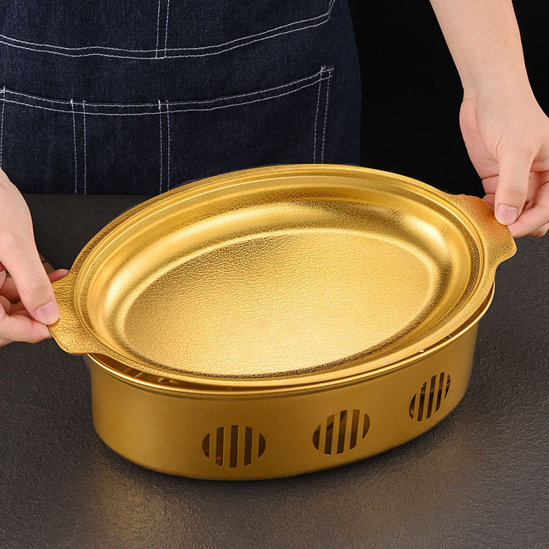 Khay hấp cá hình oval kèm bếp cồn cho nhà hàng hâm nóng lagu, bò né, hải sản CD013