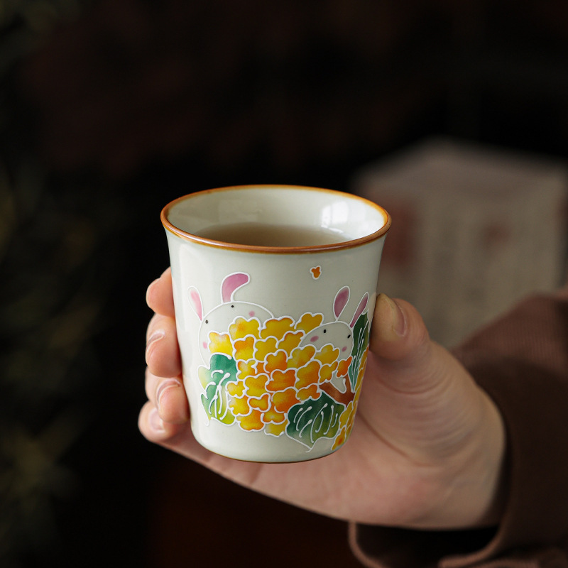 Cốc uống trà gốm sứ cốc uống trà văn phòng gia dụng cốc trà Kung Fu bộ trà kèm hộp quà