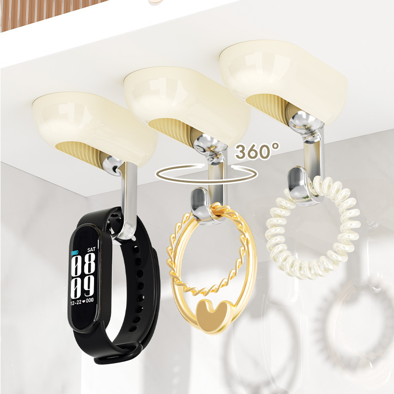 Móc xoay sáng tạo tại chỗ 2023 móc dính mạnh mẽ phía sau cửa chịu lực liền mạch dính móc treo quần áo lối vào bằng keo bán buôn