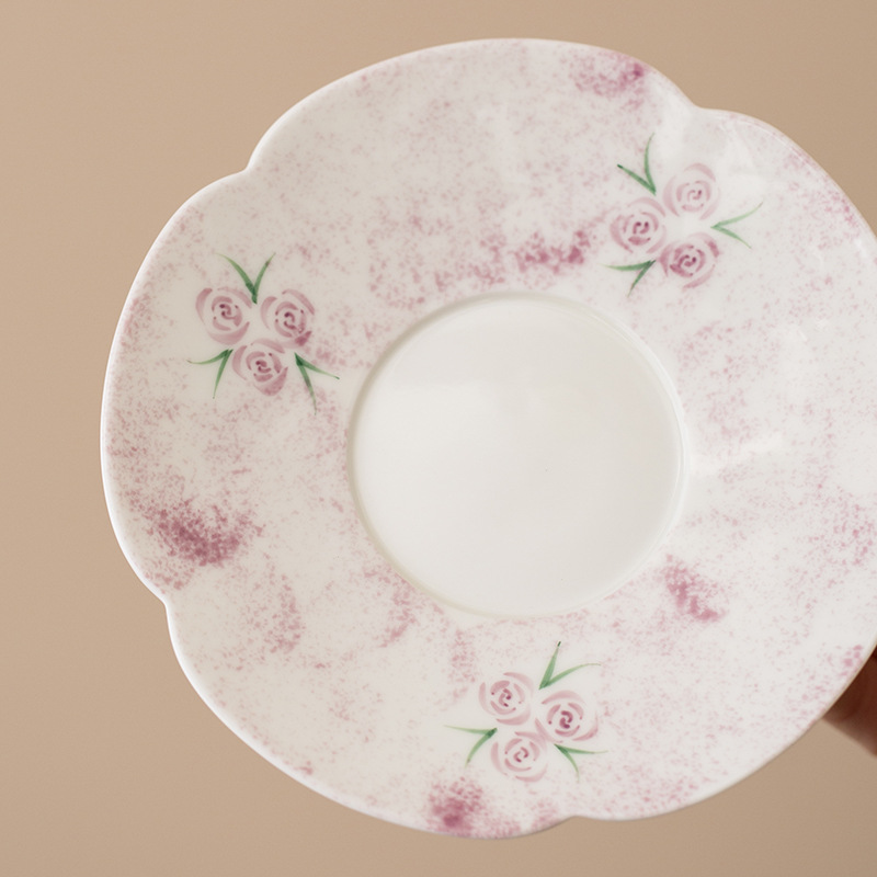 Cốc cà phê vẽ tay nguyên chất, hoa hồng tráng men, cốc nước nữ giá trị cao, cốc trà chiều gia dụng, cốc sứ nhẹ sang trọng