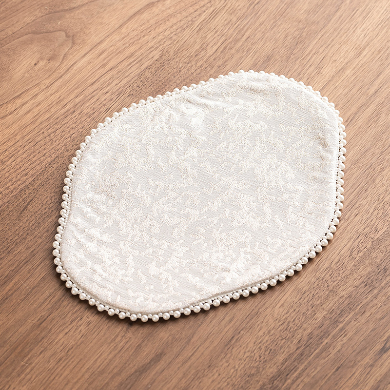 Thảm trải trà bàn pha khô ngọc trai gấm jacquard thảm trải trà mới phong cách Trung Quốc đệm ấm trà biểu ngữ bàn đệm trà phụ kiện trà đạo