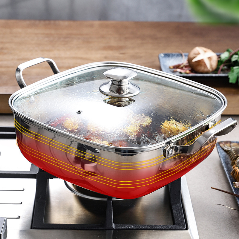 Nồi hấp vuông inox 304 mới dùng trong gia đình, khay hấp dày và nhiều lớp, hấp đa năng và nấu cơm