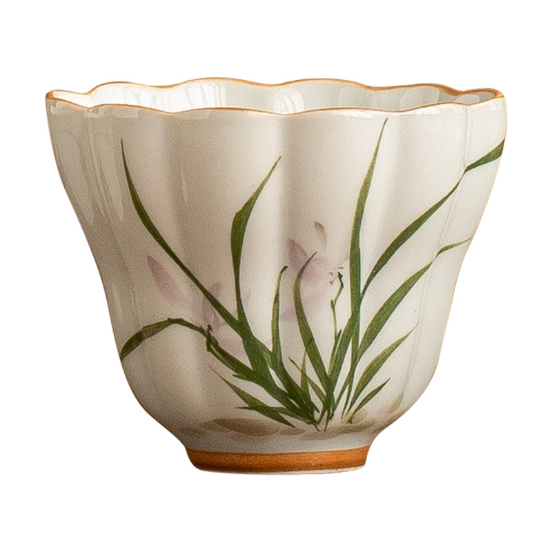 Cốc trà gốm sứ hoa lan vẽ tay cốc chủ nhân cốc uống trà gia dụng cốc nước cốc bergamot cốc trà hộp quà