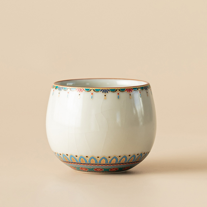 Cốc trứng rồng Ruyao Đôn Hoàng Baoxianghua Cốc trà gốm sứ văn hóa và sáng tạo Guochao Cốc chủ nhân Cốc trà Bộ trà Kung Fu Chén trà