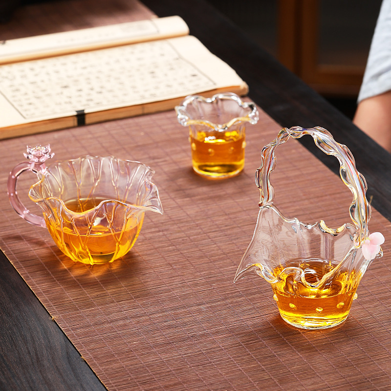 Thiết bị tách trà thủy tinh borosilicate Youmeng Tiliang Heyun Bộ trà Kung Fu gia dụng giỏ sáng tạo trà biển Youmeng Gong