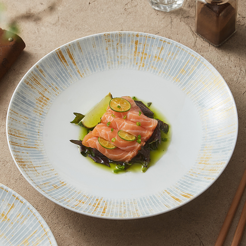 Đĩa canh sứ gốm Đức Hoa đĩa sâu đĩa đồ ăn phương Tây đĩa đồ ăn nhà hàng khách sạn cao cấp sáng tạo gia dụng đĩa bát đĩa