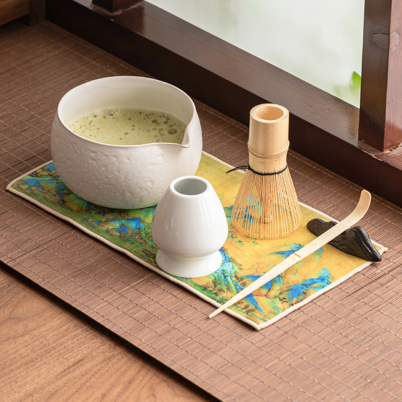 Bộ bát matcha màu nâu gốm cổ, phụ kiện dụng cụ trà, bình trà Baibenli, bát trà đứng, pha trà kiểu Nhật gia dụng