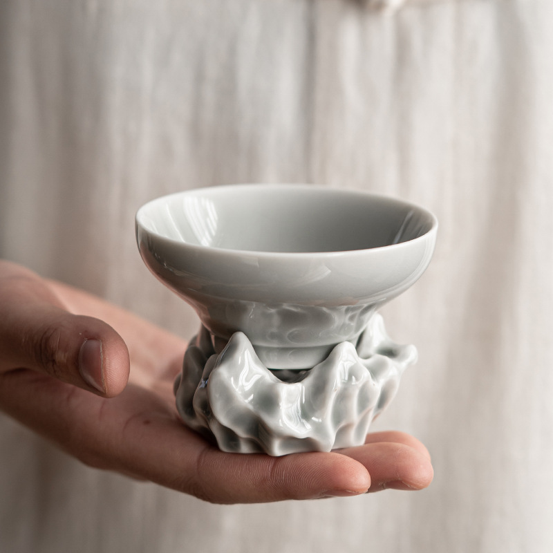 Bộ lọc đá khô men tro đá kiểu Nhật Bộ lọc trà gốm lọc trà phụ kiện bộ trà Kung Fu lưới lọc trà ngăn trà