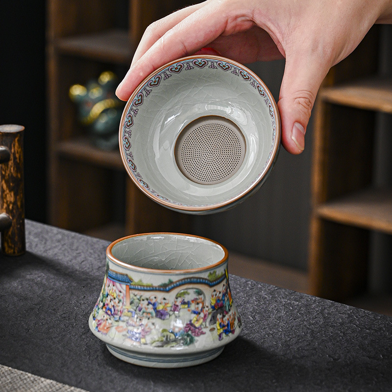 Bộ lọc trà bùn đất sét cũ Bộ lọc trà Bộ lọc trà Lưới pha trà Cốc gốm sứ Bộ lọc trà tích hợp cổ Bộ trà Bán buôn