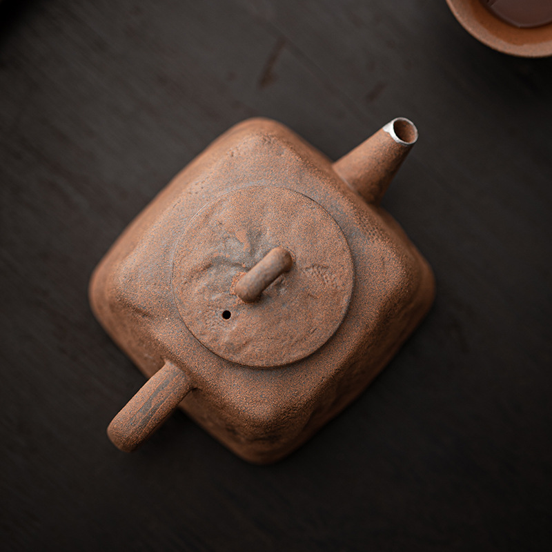 Kongjizhai Laoyan Mud Hanzhong Ấm trà gốm thô cổ điển sang trọng nhẹ ấm trà Bộ trà Kung Fu Ấm pha trà thủ công mạ bạc