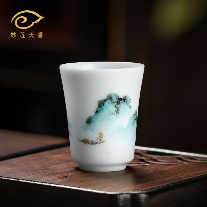 Miaolian Tianxiang băng ngọc sứ vẽ tay cốc chủ nhân cốc trà gốm sứ cao cấp Trung Quốc bộ trà cá nhân cốc trà