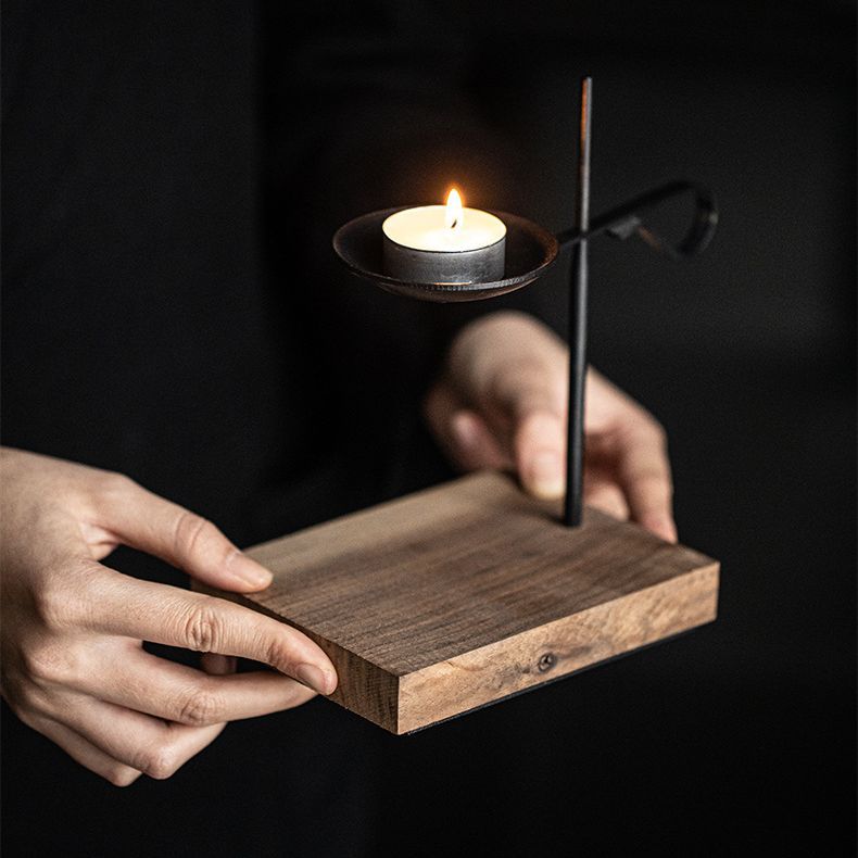 Bàn làm nến bằng sắt rèn thủ công kiểu Nhật, phòng trà Thiền kiểu Trung Quốc, tinh dầu thơm, đế nến, đèn dầu