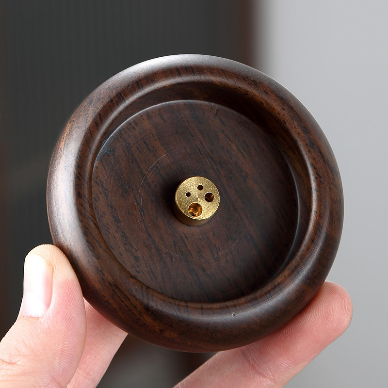 Gỗ mun 4 lỗ bát đĩa mini cắm hương gỗ du lịch ghế hương trong nhà trầm hương gỗ đàn hương xốp bán buôn