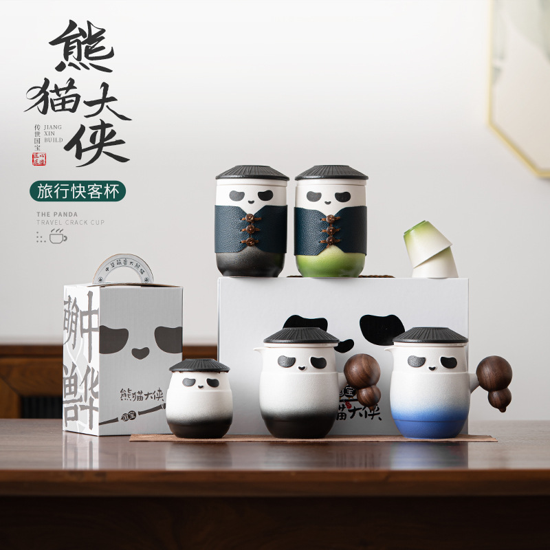 Cốc trà gấu trúc giá trị cao văn phòng lọc gốm sứ tách trà cốc nước tách trà Bộ trà du lịch xách tay