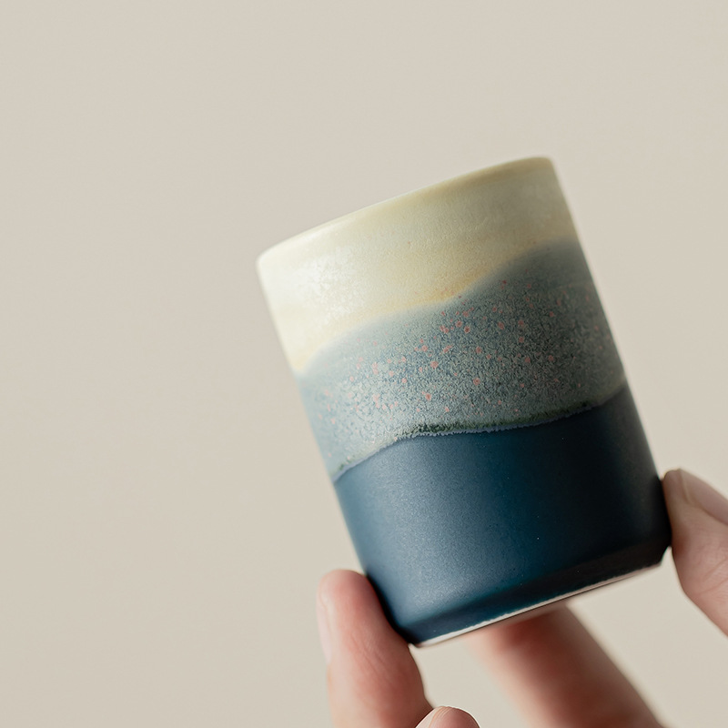 Gradient Sơn Hải Phong cách Trung Quốc Cốc trà gốm sứ Cốc thẳng Cốc miệng Cốc trà Cốc đơn Bộ trà Kung Fu Cốc nhỏ