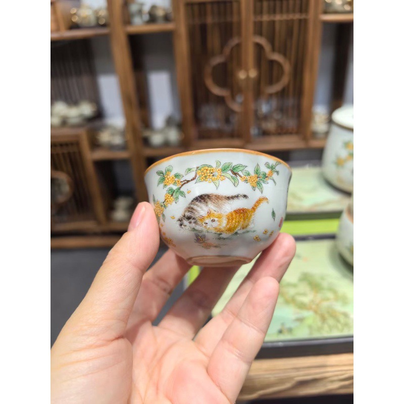 Li Huiyi cốc trà Ru Kiln mới cốc trà gốm sứ cốc trà chuyên dụng cá nhân gia dụng cốc đơn nhỏ bộ trà Kung Fu