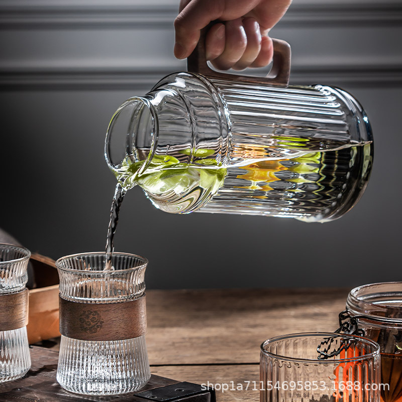 Bình nước lạnh gia đình dung tích lớn, cốc nước thủy tinh chịu nhiệt cao, bộ nước phòng khách, bộ ấm trà, thủy tinh chịu nhiệt