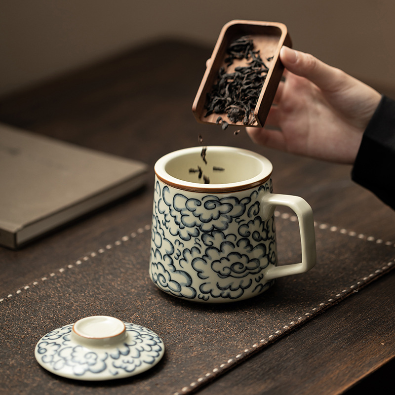 Cốc văn phòng Ruyao Xiangyun Cốc gốm sứ gia dụng Cốc uống nước chuyên dụng cá nhân Cốc tách trà