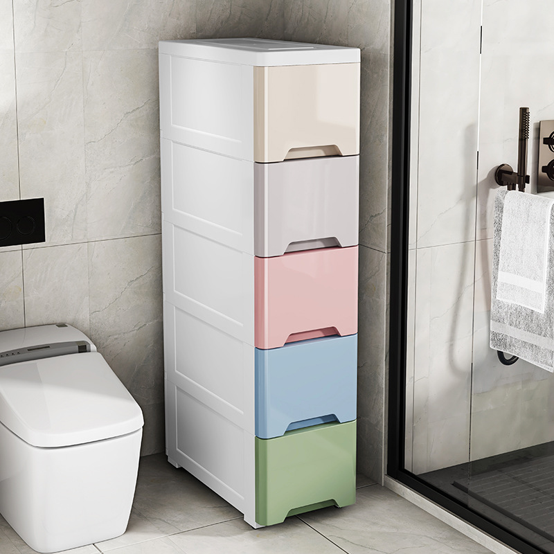 Tủ lưu trữ khe hở 20-30cm Tủ đựng đồ nhựa kiểu ngăn kéo Tủ hoàn thiện nhà bếp Tủ phòng tắm Tủ hẹp màu trơn