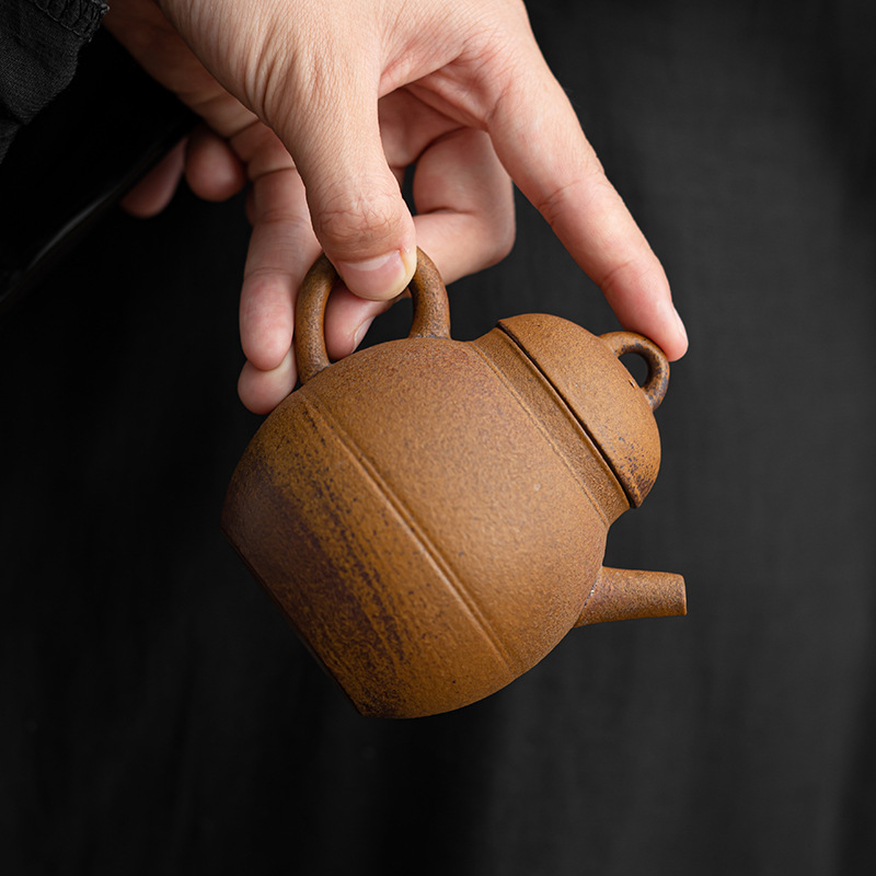 Ấm trà tráng men nước sốt ấm đơn gia dụng ấm pha trà cổ điển kiểu Nhật dụng cụ pha trà gốm thô Lỗ Bóng Lọc gốm Sứ dụng cụ pha trà Kung Fu
