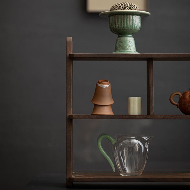 Giá để đồ gỗ óc chó kiểu Trung Quốc mới ấm trà bằng gỗ rắn cốc trưng bày giá để đồ tủ đựng ấm trà sành màu tím đặt bộ trà Kung Fu