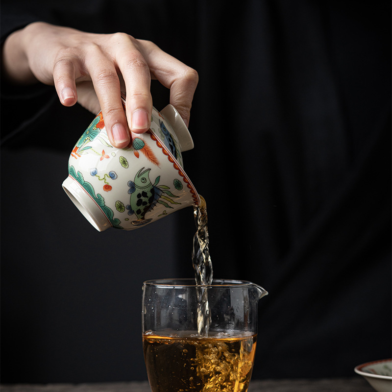 Bát có nắp tam tài gốm sứ, ấm gốm sứ gia dụng, bộ trà công phu, bát pha trà, chén trà cỡ lớn cổ điển, bát trà đơn