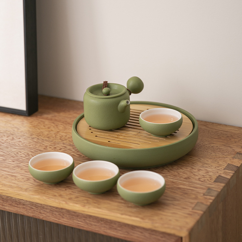 Bộ dụng cụ trà Kung Fu trọn bộ gia dụng khay trà pha khô gốm sứ đơn giản phòng khách hộp quà nhỏ hiện đại sang trọng