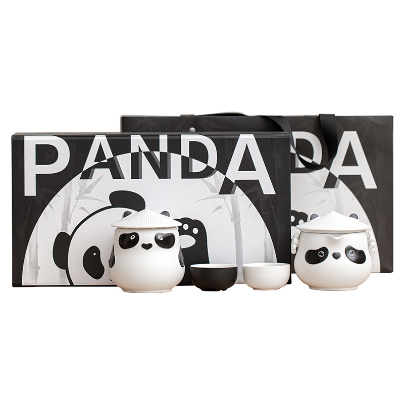 Bộ trà nghi lễ trà Panda Beixia Bộ trà gốm hoạt hình văn phòng gia dụng dễ thương Bộ trà có tay hộp đựng quà