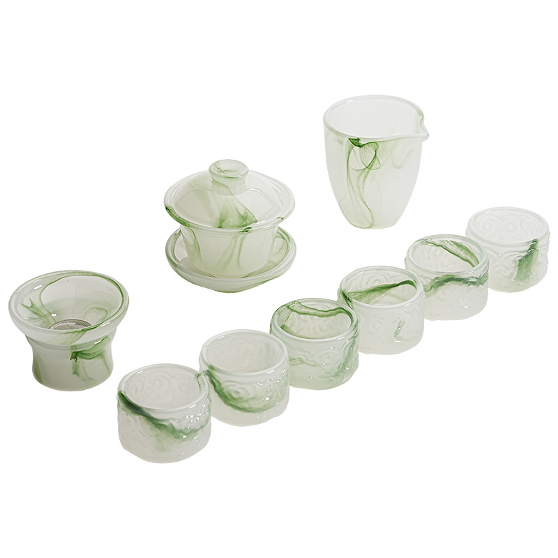 Bộ ấm trà Kung Fu tráng men màu trắng ngọc bích, cốc trà cao cấp sang trọng nhẹ gia dụng mẫu mới 2024, bát pha trà lưu niệm