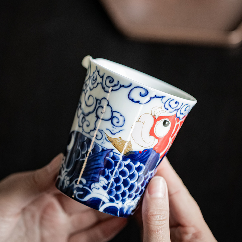Cốc công tắc cá rồng phong cách Quốc Triều cốc trà Biển đơn tách trà cốc trà đồng nhất Phụ Kiện Bộ trà Kungfu Trung Quốc Cốc gốm sứ