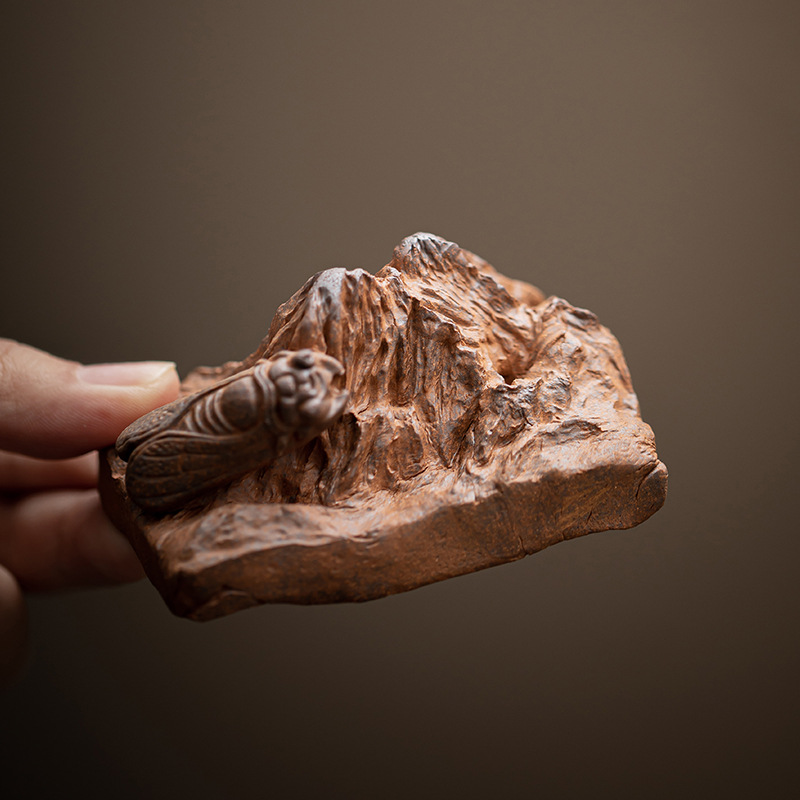 Vỏ ve sầu mùa xuân và mùa thu bùn đá cũ, phụ kiện bộ trà Kung Fu gốm sứ sáng tạo cổ điển