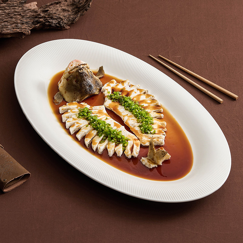 Đĩa cá gốm sứ Star Diamond Đĩa ăn sáng tạo Đĩa món ăn nghệ thuật Đĩa món ăn gia dụng Đĩa cá hấp hình dandan cỡ lớn Đĩa bếp nấu cá ấm